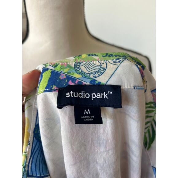 Studio Park Tropical Hawaiian Postcard Print Shirt Dress - Picture 7 of 8